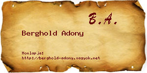 Berghold Adony névjegykártya
